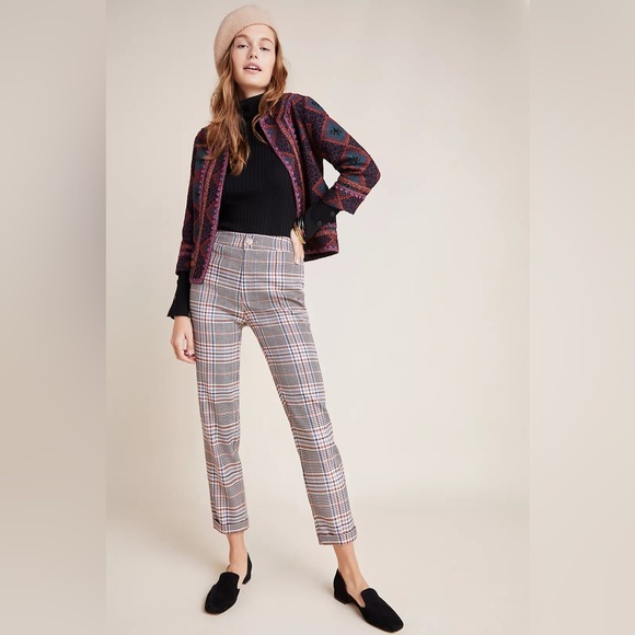 AnthropologieMalcolm Plaid Tapered High Rise Cropped Trouser Pants